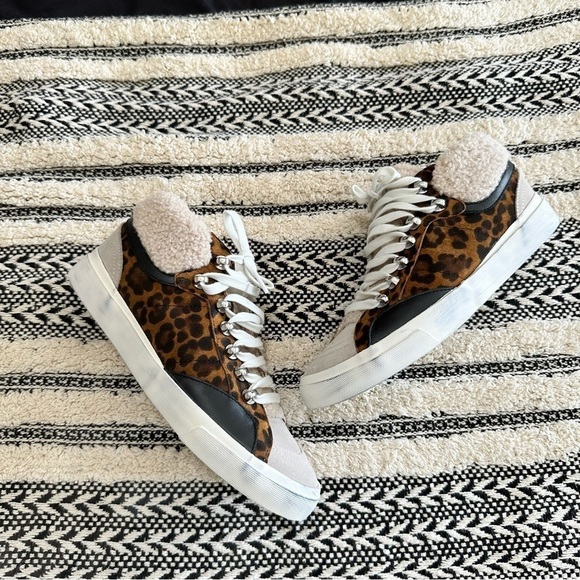 NWOT Marc fisher Merin sneaker leopard/ natural sherling high top sz.8M - Picture 1 of 5